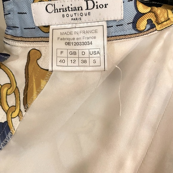 Christian Dior by John Galliano White Silk Horsebit Print Skirt Size: 40/8 - Picture 6 of 7